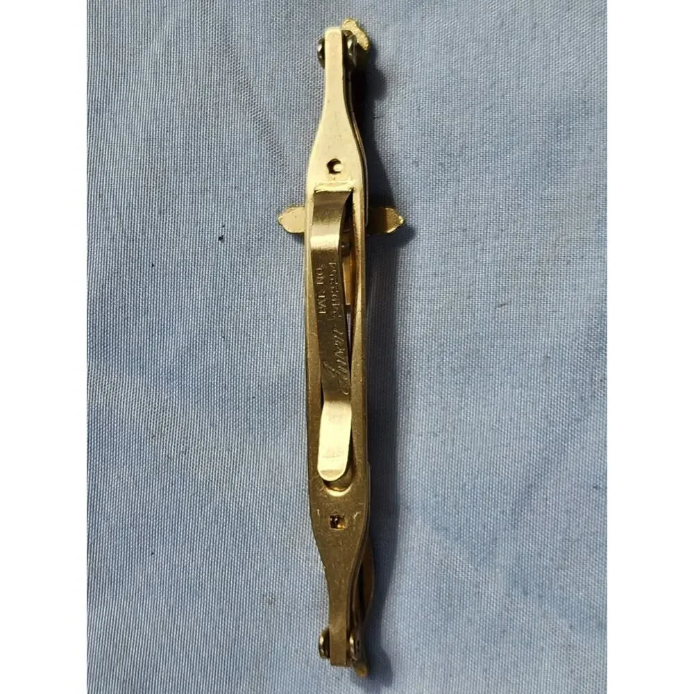 Vintage ANSON Gold Tone Sword Knife TIE CLIP 3 1/2” Pat 2492254